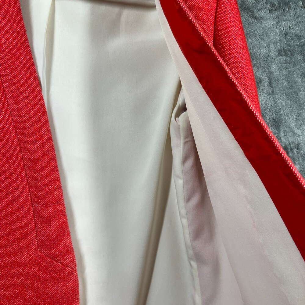 ZARA Blazer Coat Womens Size Small Orange Red Linen Cotton Blend Pockets - Picture 5 of 10